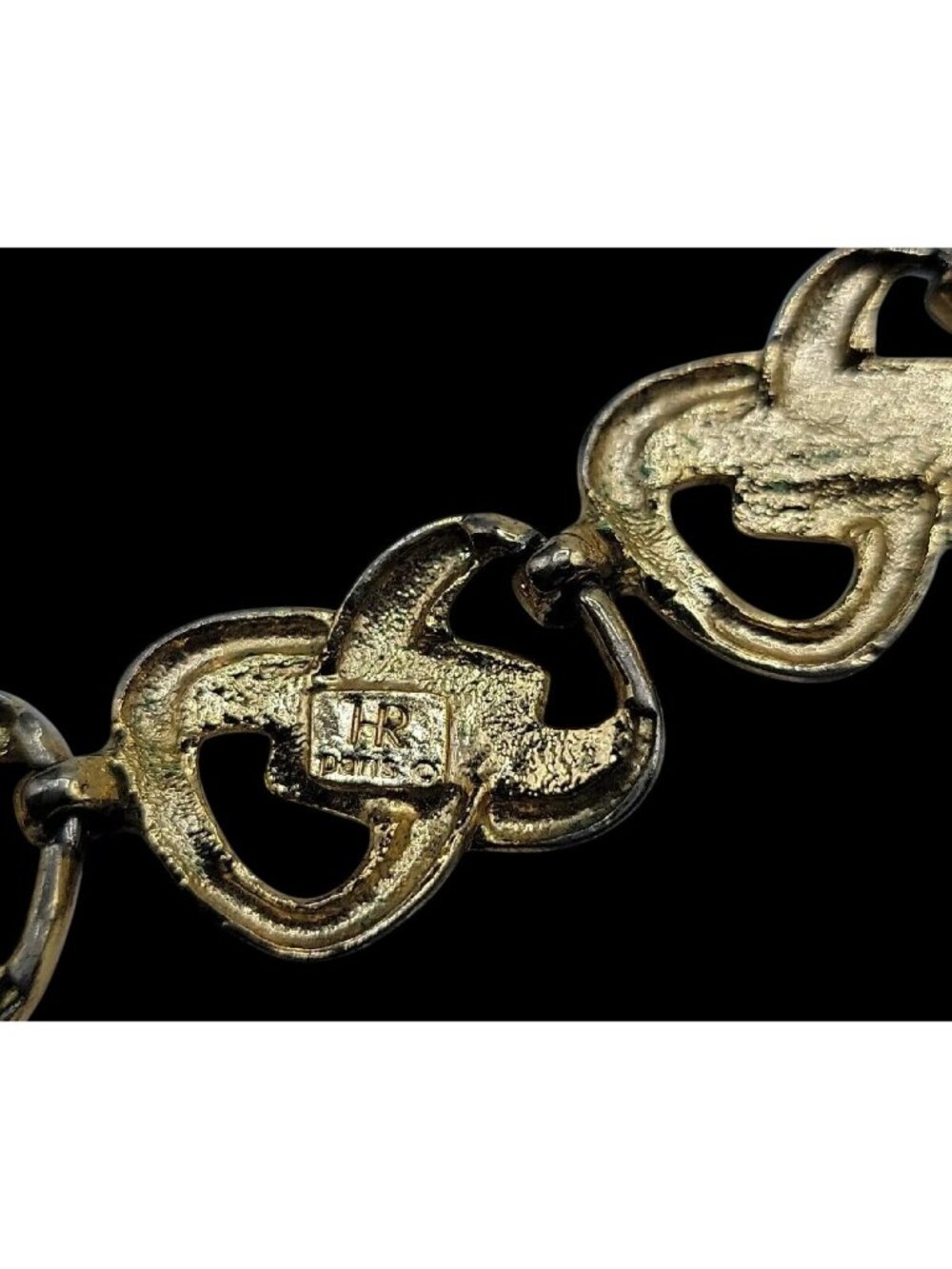 Vtg HR Paris Helena Rubinstein Gold Tone Enamel Interlocking Choker Necklace 16" - Picture 6 of 16